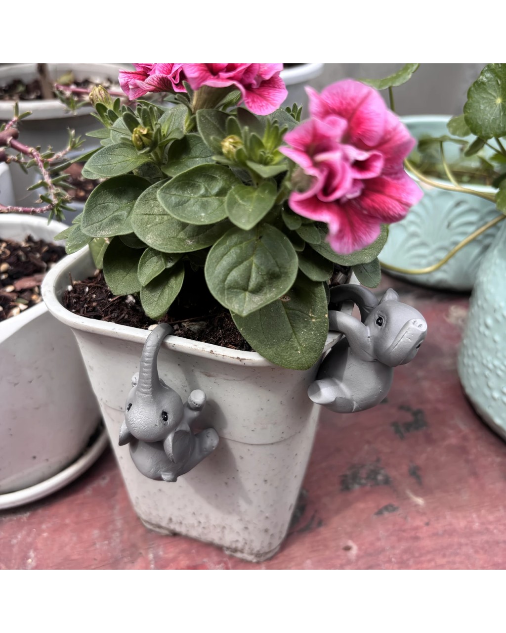 YY5933 2 Adet Sevimli Fil Saksı Süsü Silikon Kalıp